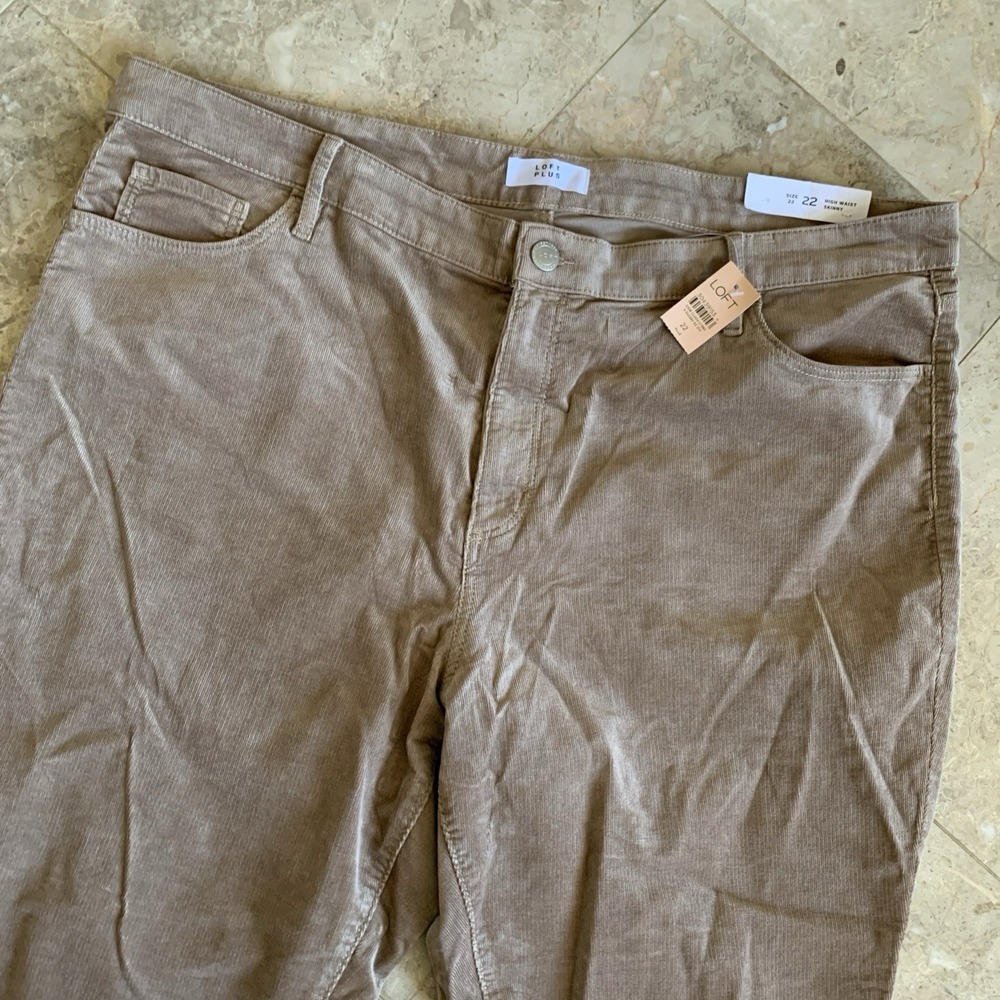 LOFT Plus Women's Brown Corduroy High Waist Skinny Size 22 Pockets‎ NWT